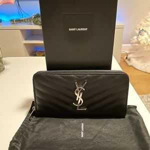 YSL Monogram Quilted Calfskin Leather Wallet
